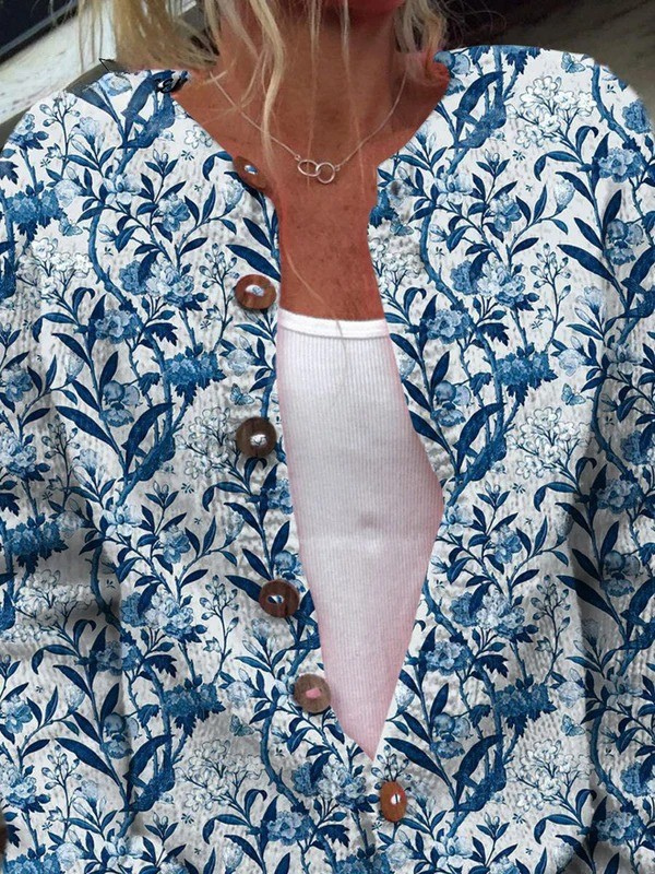 Tiverly™ | Cardigan Vintage à Fleurs avec Boutons Devant