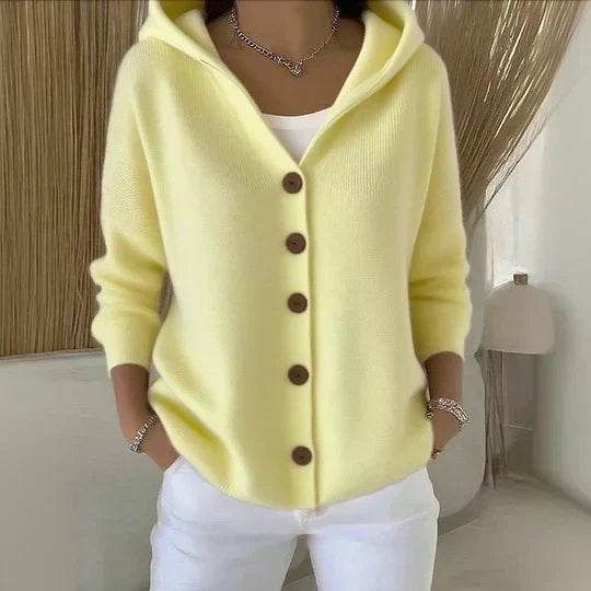Sylvie™ | Cardigan tricoté à capuche avec boutons