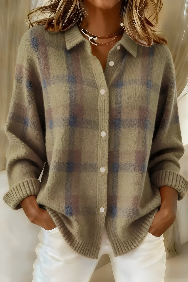 Camille™ | Cardigan à Carreaux