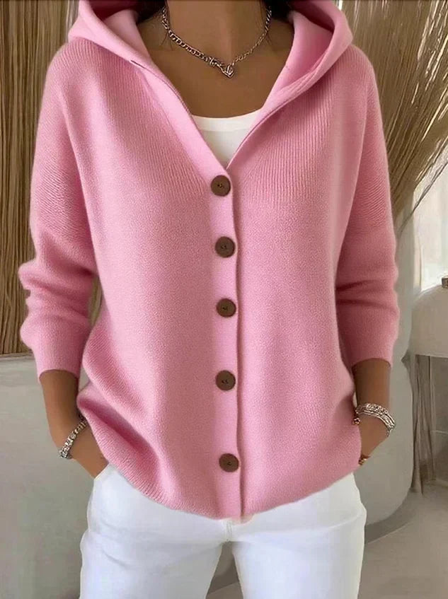 Sylvie™ | Cardigan tricoté à capuche avec boutons