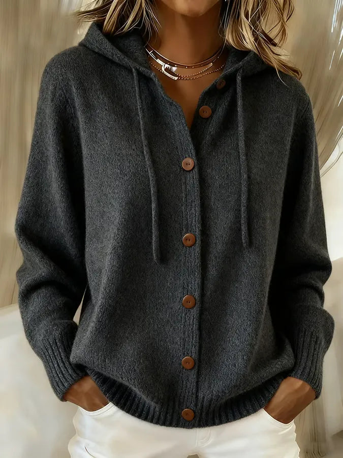 Brenda™ | Gilet à boutons douillet avec capuche