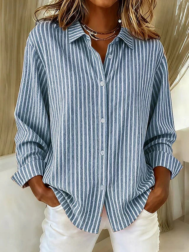 Jacqueline™ | Chemise à Rayures Boutonnée