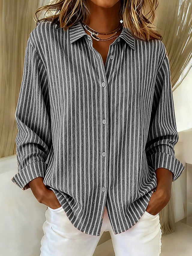 Jacqueline™ | Chemise à Rayures Boutonnée