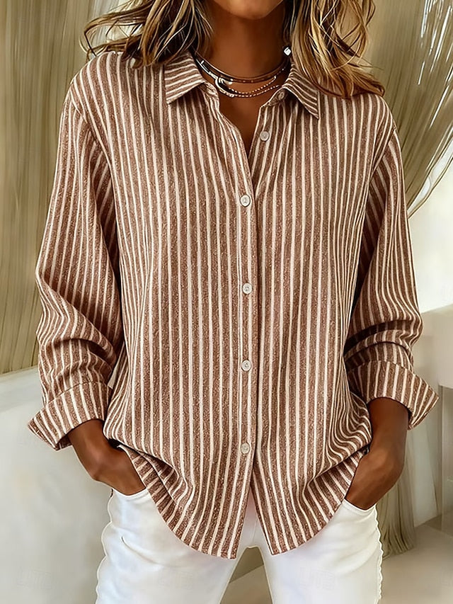 Jacqueline™ | Chemise à Rayures Boutonnée