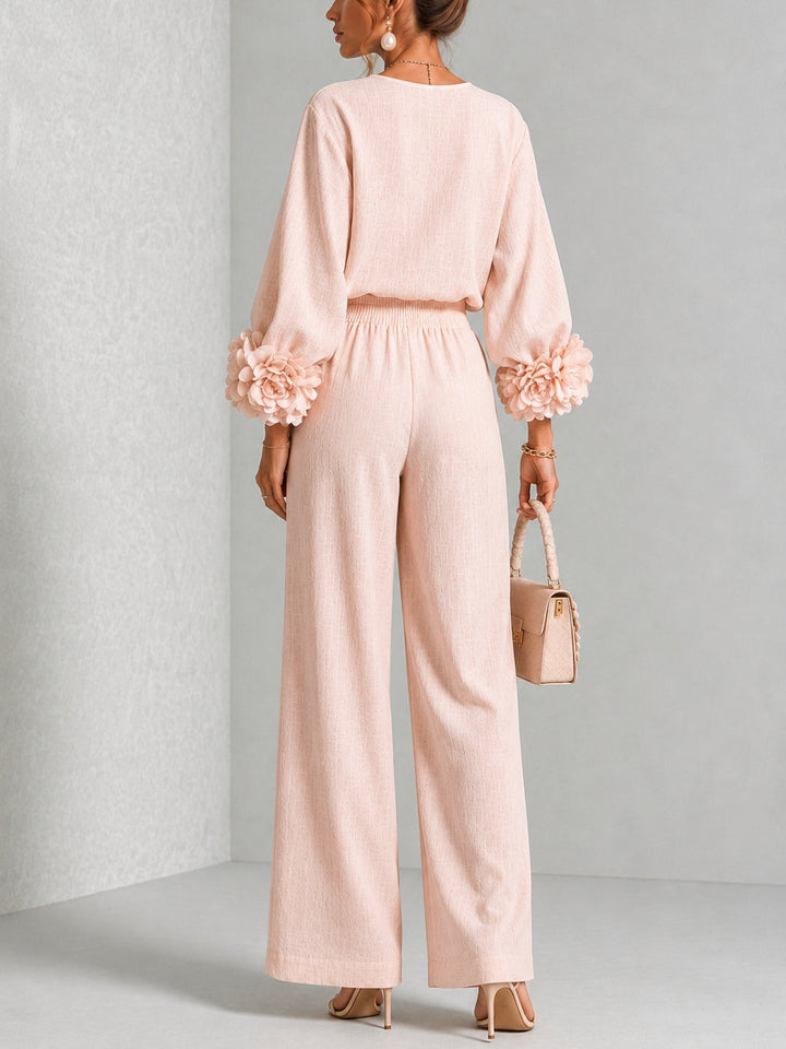 Rosa | Ensemble Deux Pièces Élégant à Poignets Fleuris
