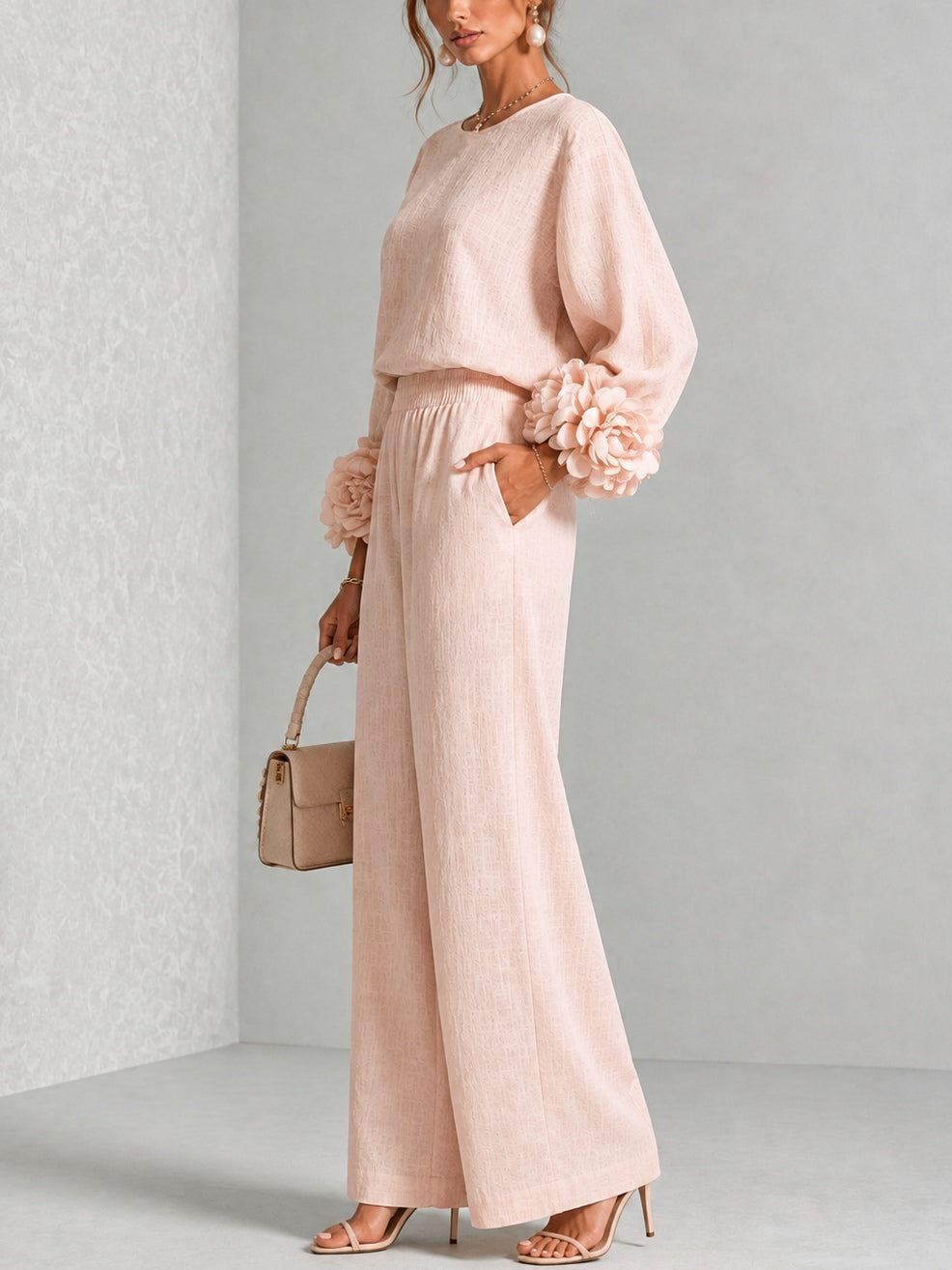 Rosa | Ensemble Deux Pièces Élégant à Poignets Fleuris
