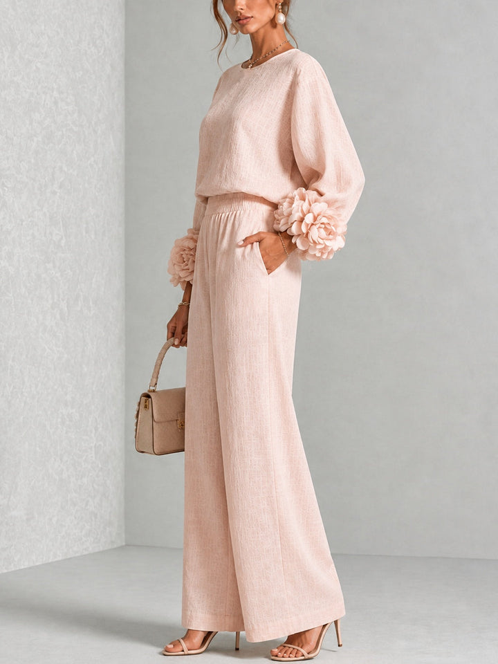 Rosa | Ensemble Deux Pièces Élégant à Poignets Fleuris