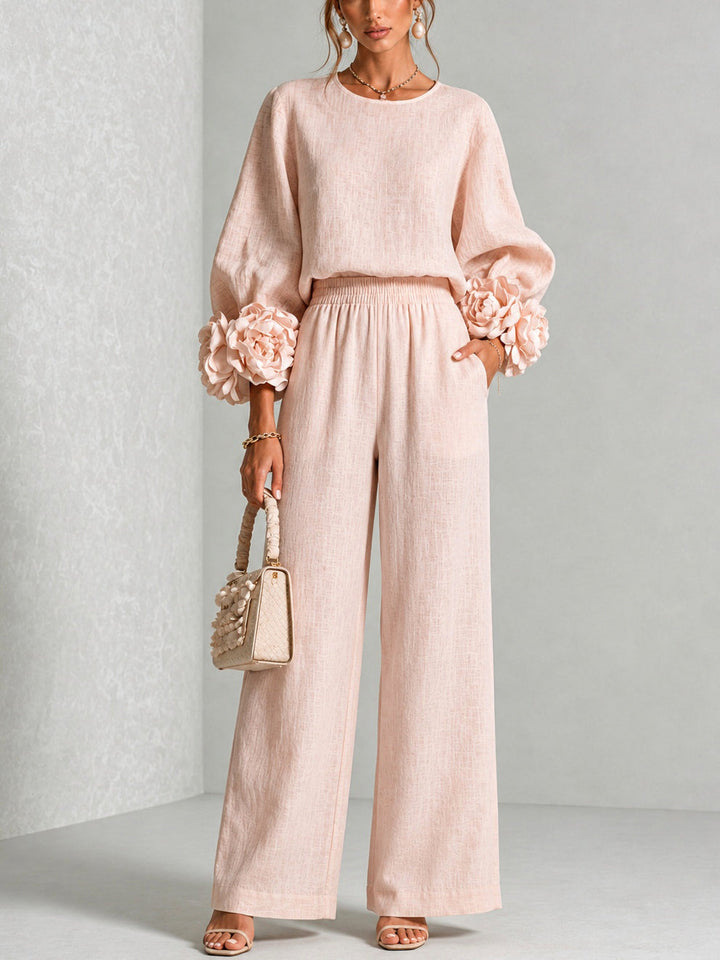 Rosa | Ensemble Deux Pièces Élégant à Poignets Fleuris