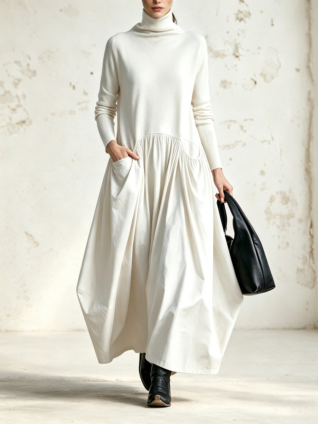 Teresa | Robe Longue Élégante à Col Montant