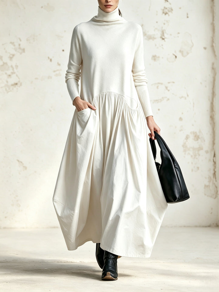 Teresa | Robe Longue Élégante à Col Montant