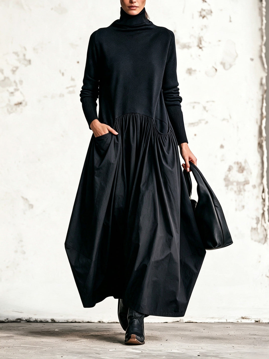 Teresa | Robe Longue Élégante à Col Montant