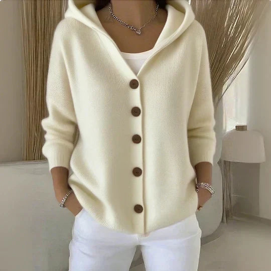 Sylvie™ | Cardigan tricoté à capuche avec boutons
