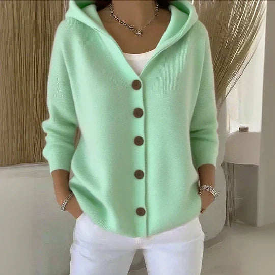 Sylvie™ | Cardigan tricoté à capuche avec boutons